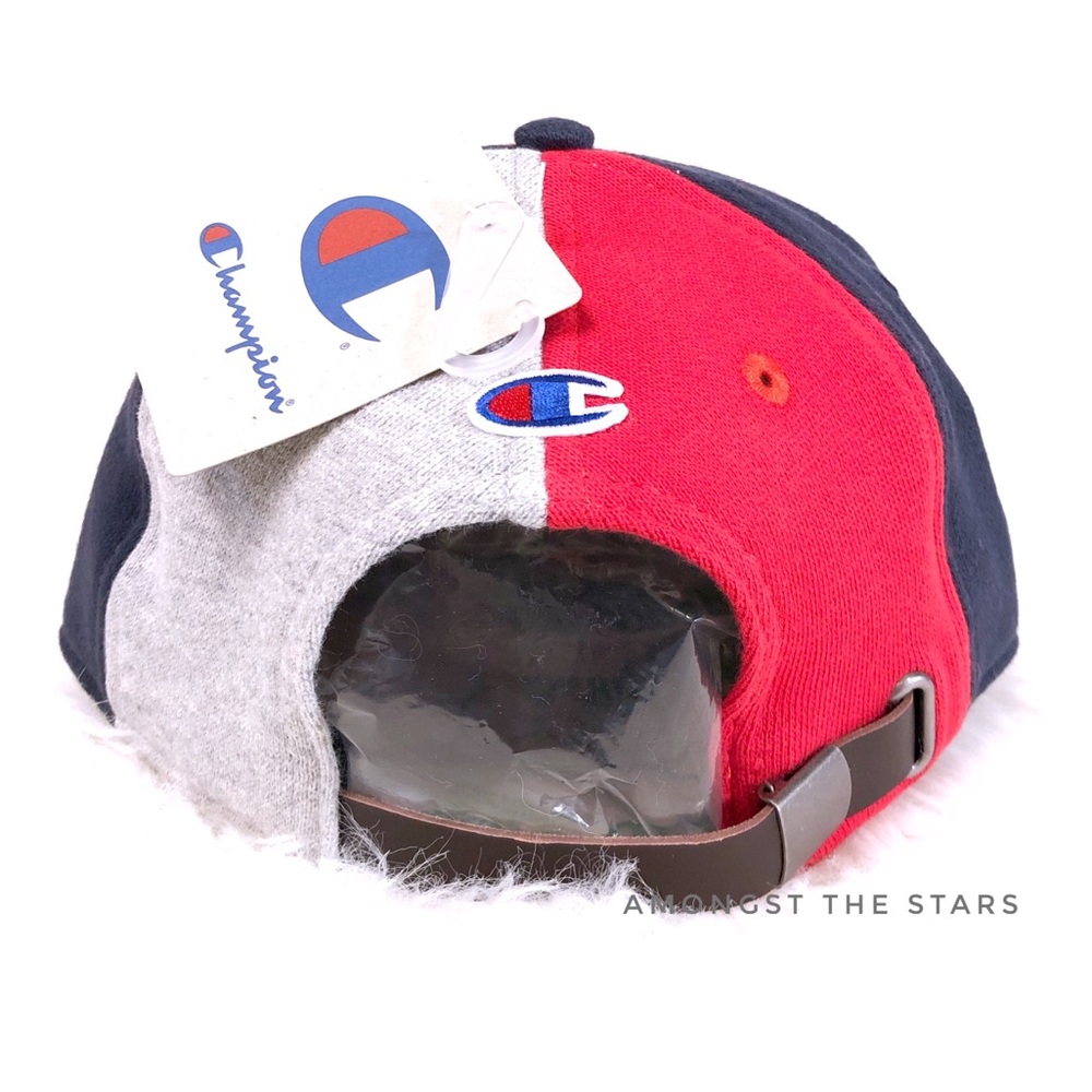 Champion Reverse Weave Red Blue Grey Strapback Hat - Picture 6 of 7